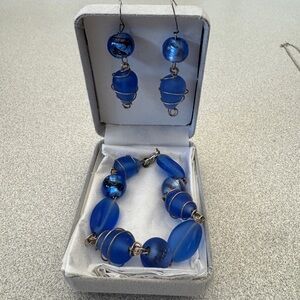 Elegant Blue Beaded Jewelry Set